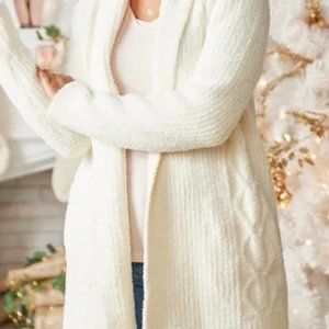 Barefoot Dreams CozyChic Cable Cardigan, Cream, Large
